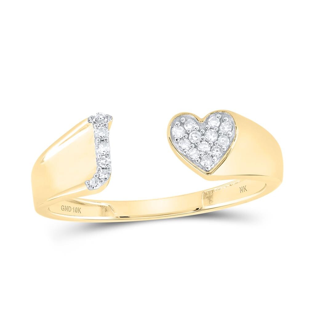 Womens Initial Letter Heart Diamond Ring 10K Gold J 10K Yellow Gold HipHopBling
