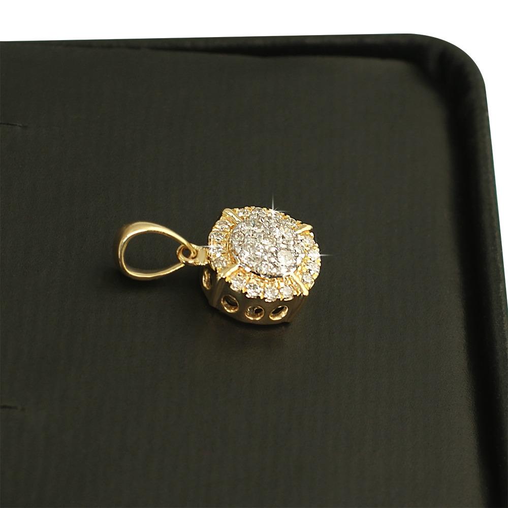 Womens Pave Solitaire Diamond Pendant .47cttw 10K Yellow Gold HipHopBling