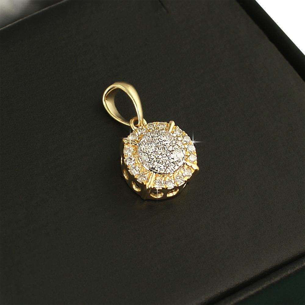 Womens Pave Solitaire Diamond Pendant .47cttw 10K Yellow Gold HipHopBling