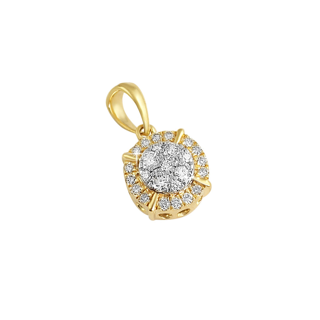 Womens Pave Solitaire Diamond Pendant .47cttw 10K Yellow Gold HipHopBling