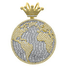 World Globe Baguette VVS CZ Hip Hop Iced Out Pendant Yellow Gold HipHopBling