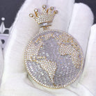 World Globe Baguette VVS CZ Hip Hop Iced Out Pendant Yellow Gold HipHopBling