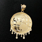 World Globe Drip DC 10K Yellow Gold Pendant HipHopBling