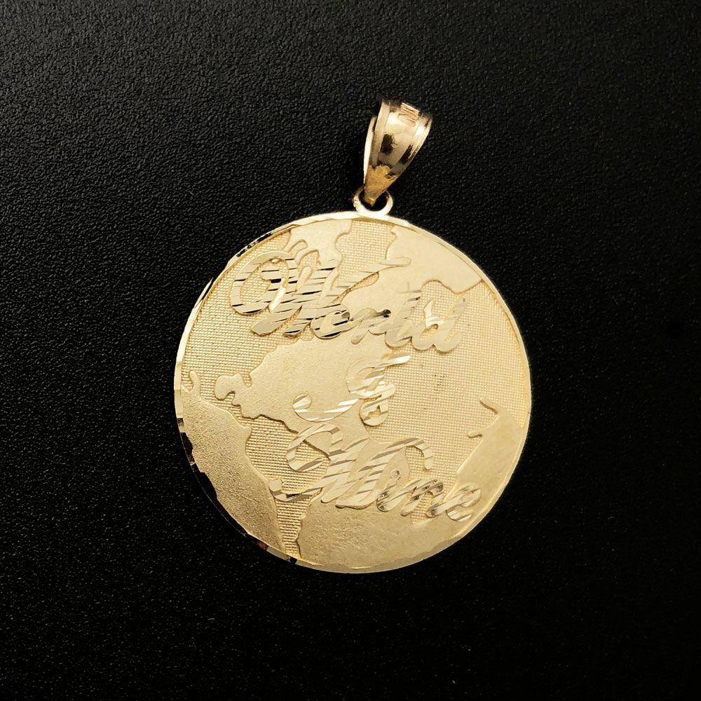 World is Mine Globe DC 10K Yellow Gold Pendant HipHopBling