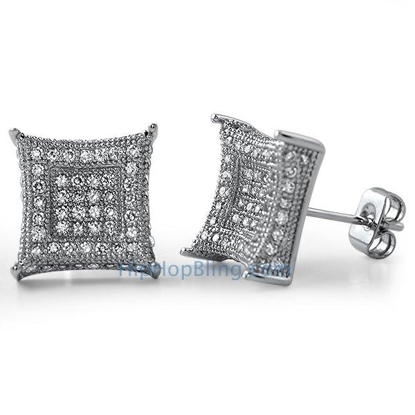 XL 3D Box Kite CZ Bling Bling Earrings HipHopBling
