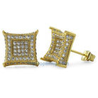 XL 3D Box Kite Gold CZ Bling Bling Earrings HipHopBling