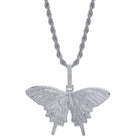 XL 3D Butterfly Iced Out Bling Bling Pendant White Gold HipHopBling