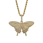 XL 3D Butterfly Iced Out Bling Bling Pendant White Gold HipHopBling