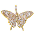 XL 3D Butterfly Iced Out Bling Bling Pendant Yellow Gold HipHopBling