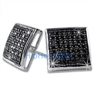 XL Black CZ Puffed Box Micro Pave Earrings .925 Silver HipHopBling
