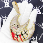XL Blood Moon Iced Out Hip Hop Pendant Yellow Gold HipHopBling