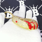 XL Blood Moon Iced Out Hip Hop Pendant Yellow Gold HipHopBling