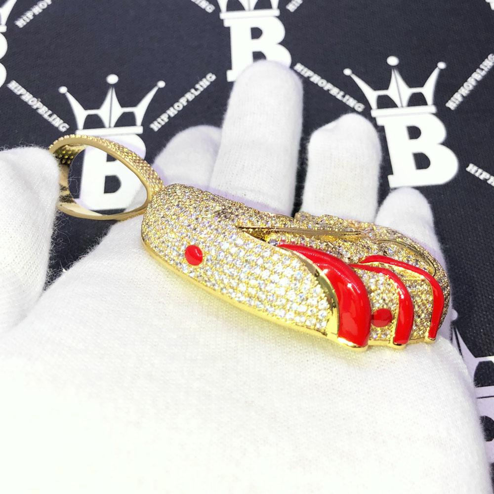 XL Blood Moon Iced Out Hip Hop Pendant Yellow Gold HipHopBling