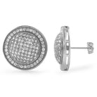 XL Domed Rhodium CZ Iced Out Earrings HipHopBling