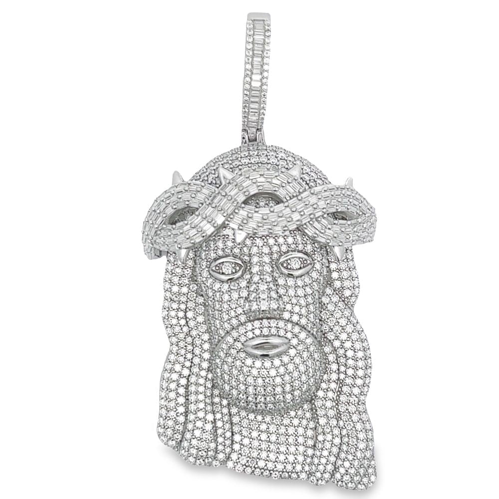 XL Jesus Piece Baguette VVS Moissanite Pendant 12.60cttw .925 Sterling Silver HipHopBling
