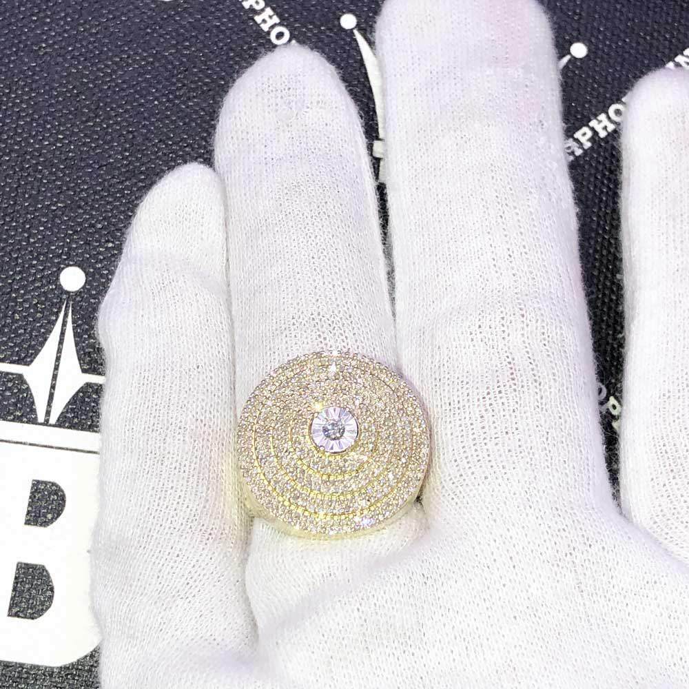 XL Layered Circle .99cttw Diamond 10K Yellow Gold Ring HipHopBling