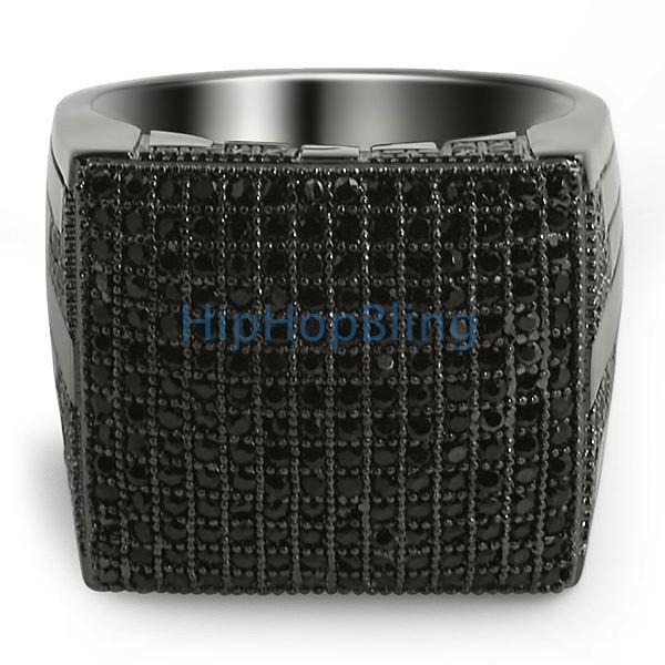 XL Mega Icey Black CZ Micro Pave Bling Bling Ring 7 HipHopBling