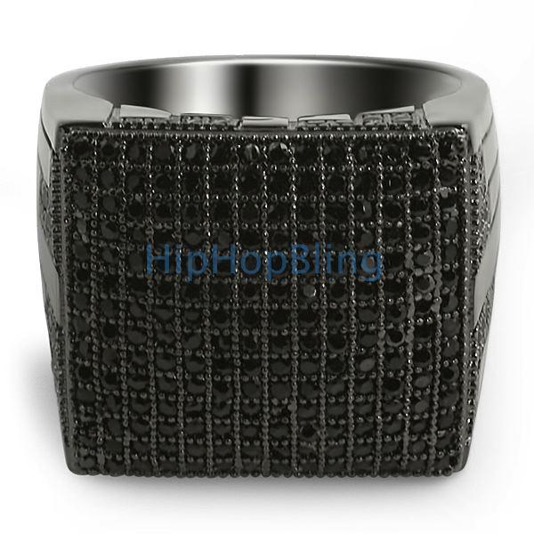 XL Mega Icey Black CZ Micro Pave Bling Bling Ring HipHopBling