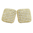 XL Rounded 3D Box Gold Micro Pave Bling Earrings HipHopBling