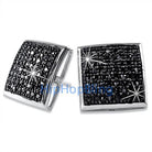 XXL Black CZ Puffed Box Bling Bling Micro Pave Earrings .925 Silver HipHopBling