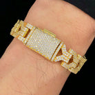 Y - Link CZ Iced Out Hip Hop Bling Bracelet Yellow Gold 7" HipHopBling