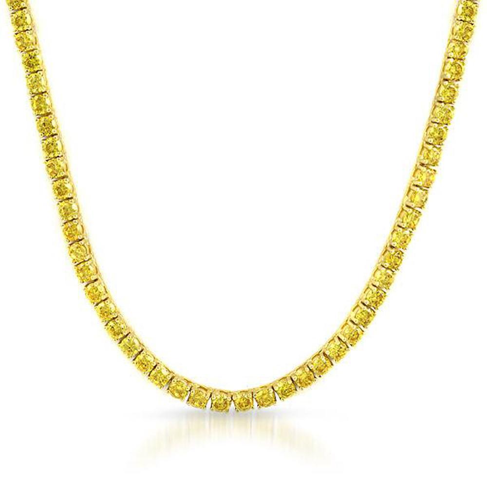 Yellow CZ Gold 1 Row Tennis Chain 18" HipHopBling