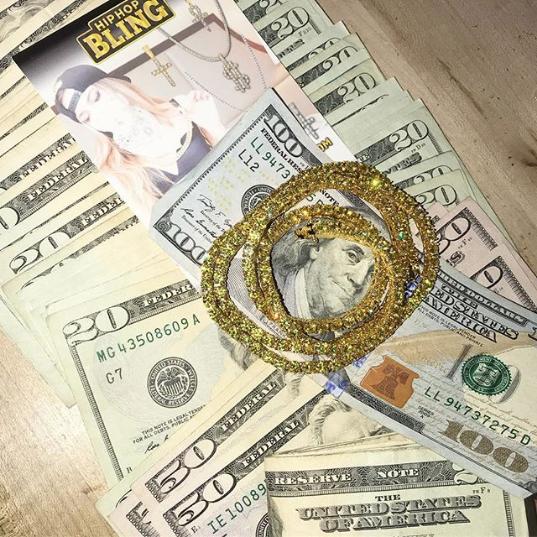 Yellow CZ Gold 1 Row Tennis Chain 20" HipHopBling