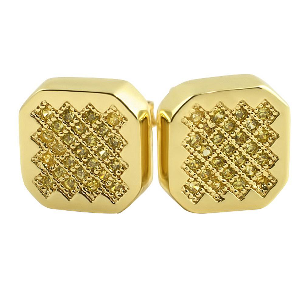 Zig Zag Ice Lemonade CZ Hip Hop Earrings HipHopBling