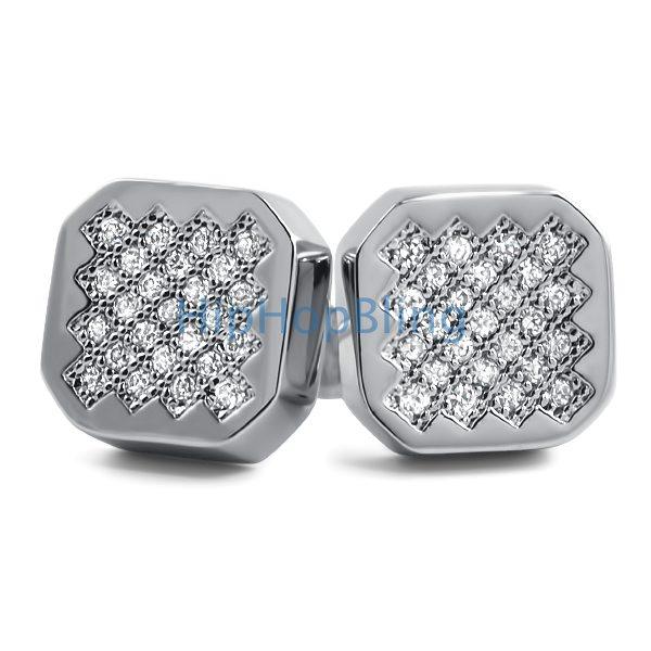 Zig Zag Iced Out CZ Bling Bling Earrings HipHopBling